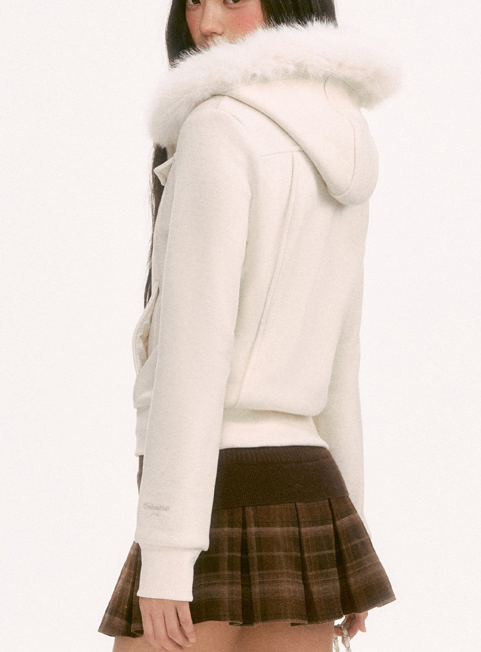 White Retro Fur Collar Hooded Jacket WEE0126