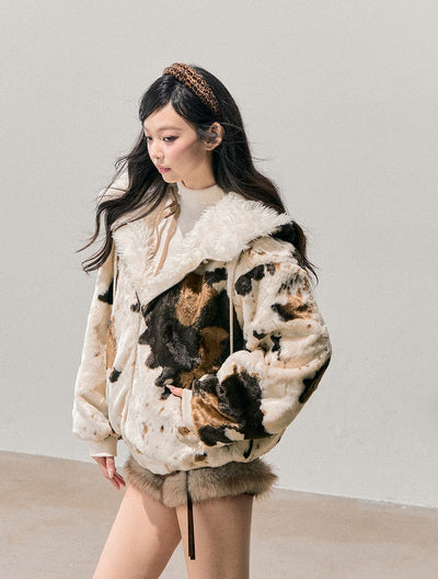 Marble Color Fur Coat DIA0749