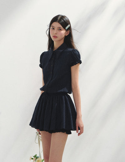 Navy Short Sleeve Shirt Dress SUN0145