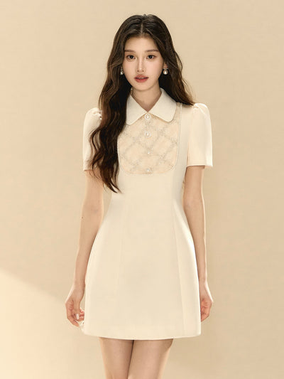 Lace Puff Sleeve A-line Dress OSH0132