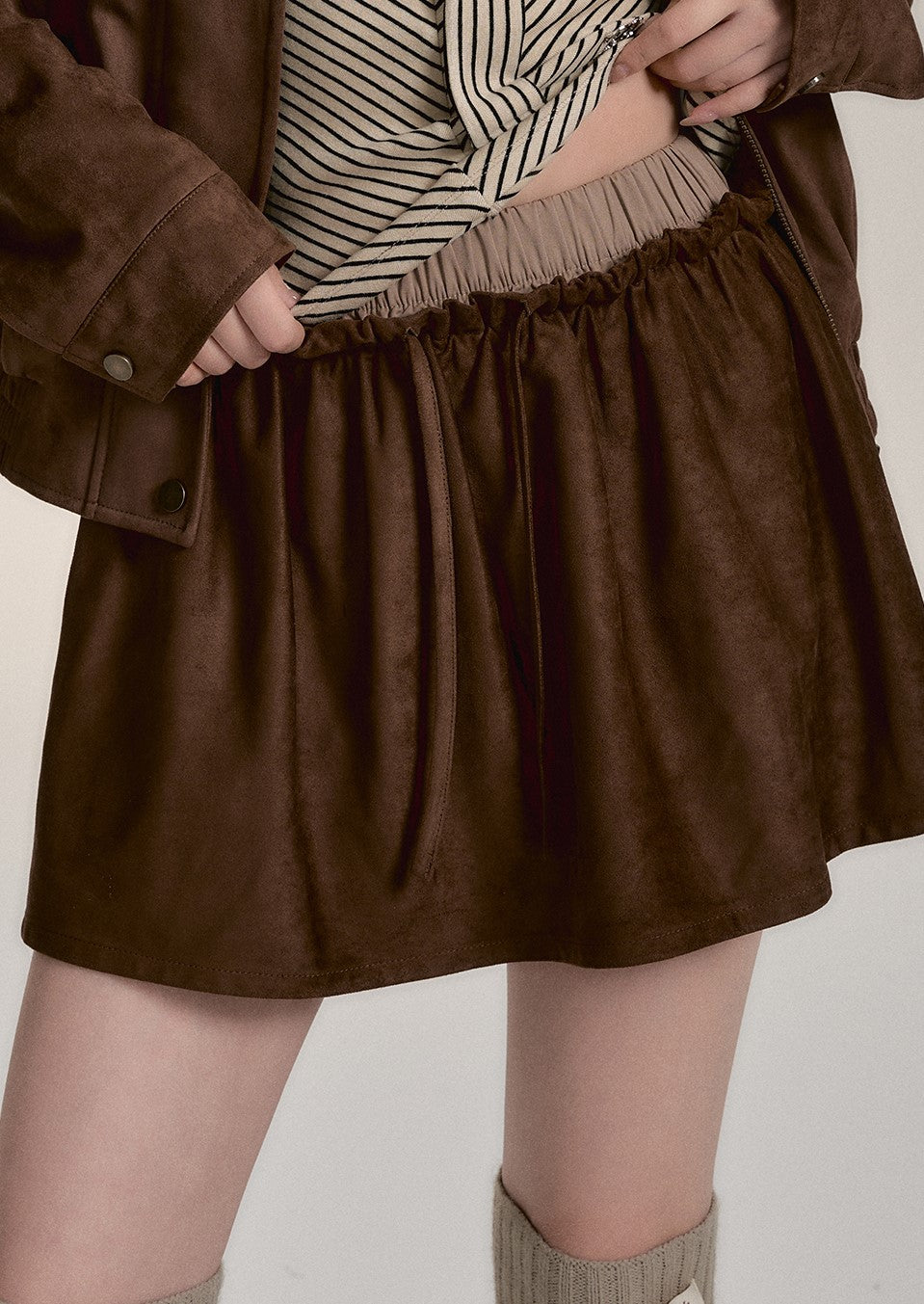 All-match Cowhide Plush Thickened Cotton Jacket/Short Skirt VIA0172