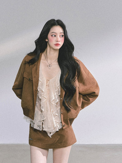Lace Hollow Ruffled Long Sleeve Shirt DIA0588