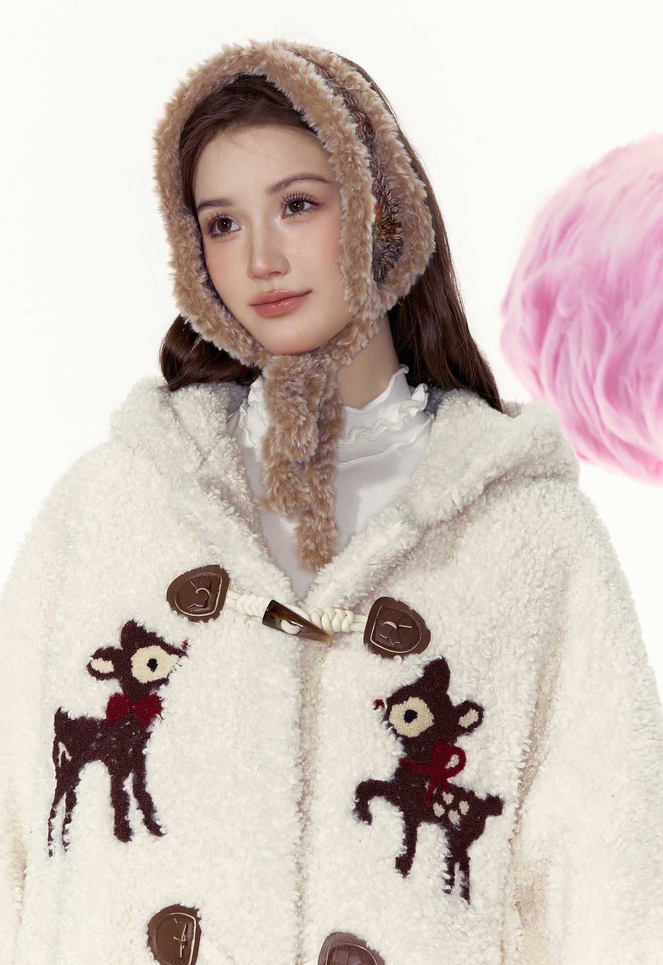 Winter Retro Lazy Style Hooded Mid-length Plush Coat AYF0055