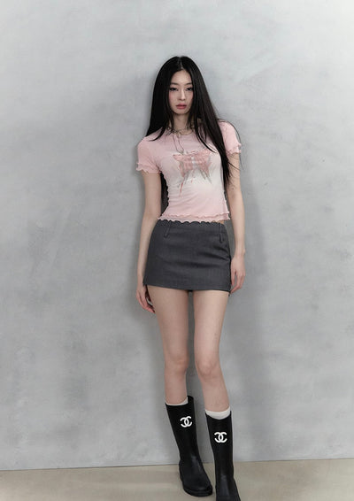 Simple Design Short A-line Suit Skirt VIA0132