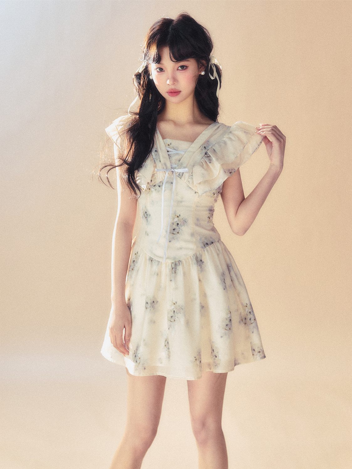 Bell Flower Small Flying Sleeve Dress SUN0055