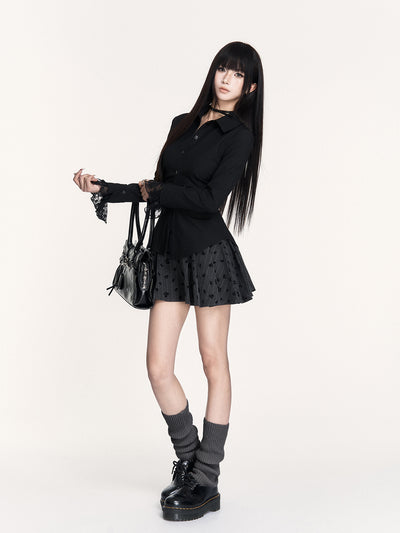 Striped Lace Long-sleeved Shirt VOC0454