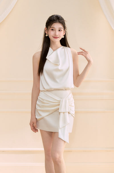 Swing Collar Sleeveless Shirt/Skirt OSH0153