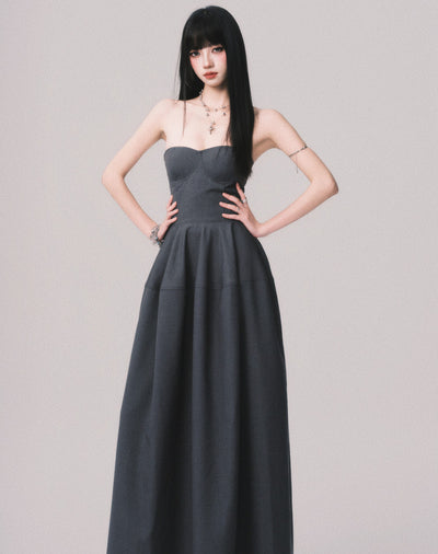 Slimming Puffy Long Tube Top Dress LUL0162