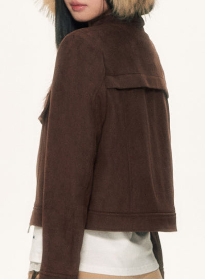 Dark brown Suede Basic Jacket WEE0094
