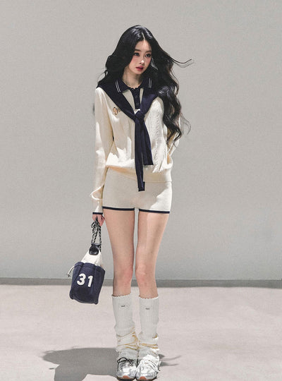 Two-Color Knitted Top/Shorts DIA0685