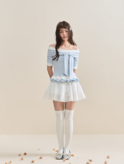 White Lace A-line Tutu Skirt SUN0133
