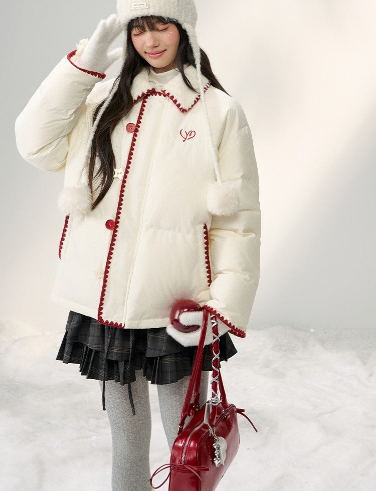 Versatile Button Patchwork Down Jacket NTO0253