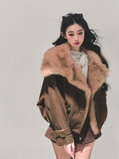 Furry Eco-friendly Large Lapel Jacket DIA0678