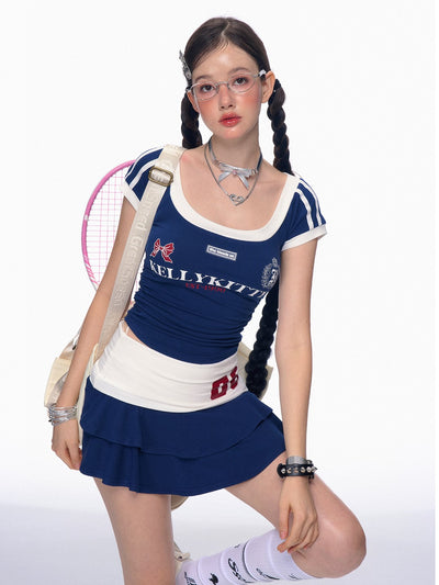 American Sports Casual T-shirt/Short Skirt DIA0179