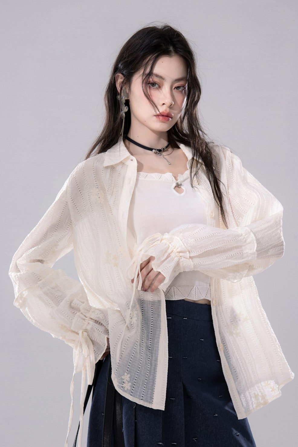 Cloud Yarn Embroidered Shirt COT0248