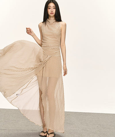 Georgette Striped Slit Long Dress ANA0031
