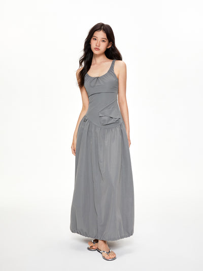 U-neck Suspender Long Dress APE0397