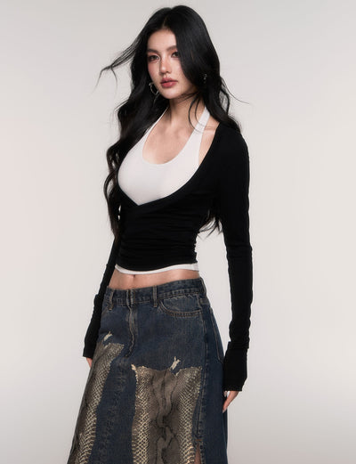 Two-Piece  Halter Neck T-Shirt LUL0204