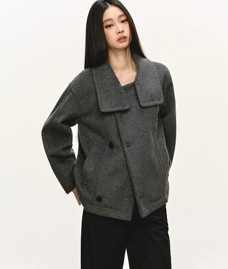 High-End Stand Collar Tie-Wrap Short Coat ANA0095