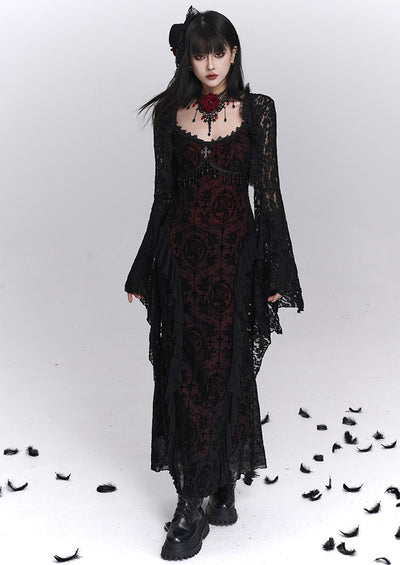 Black Suspender Dress/Lace Shawl LAD0240