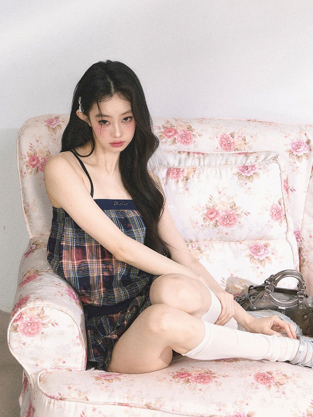 Plaid Suspender Short Dress DIA0443