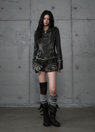 Denim Detachable Hooded Jacket NOR0202