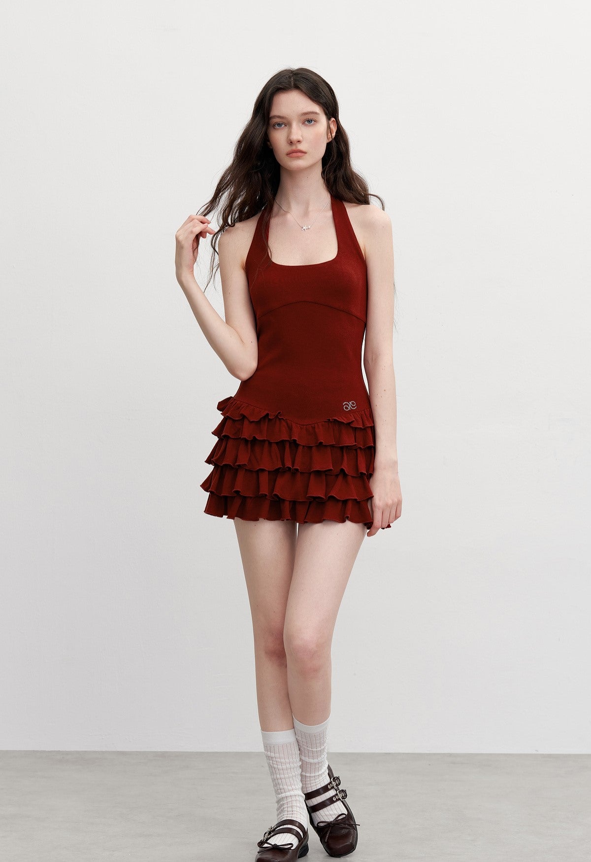 Halter Neck Splicing Cake Dress AYF0094