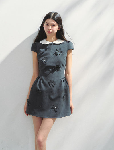 Doll Collar Flower Puffy Dress SUN0146