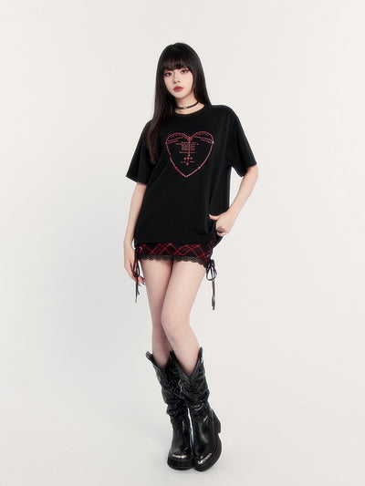 Round Neck Dark Love Printed Loose T-shirt VOC0226