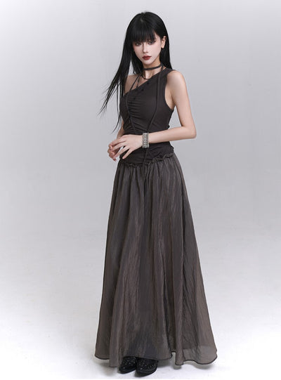 One-shoulder Suspender Long Dress LAD0196