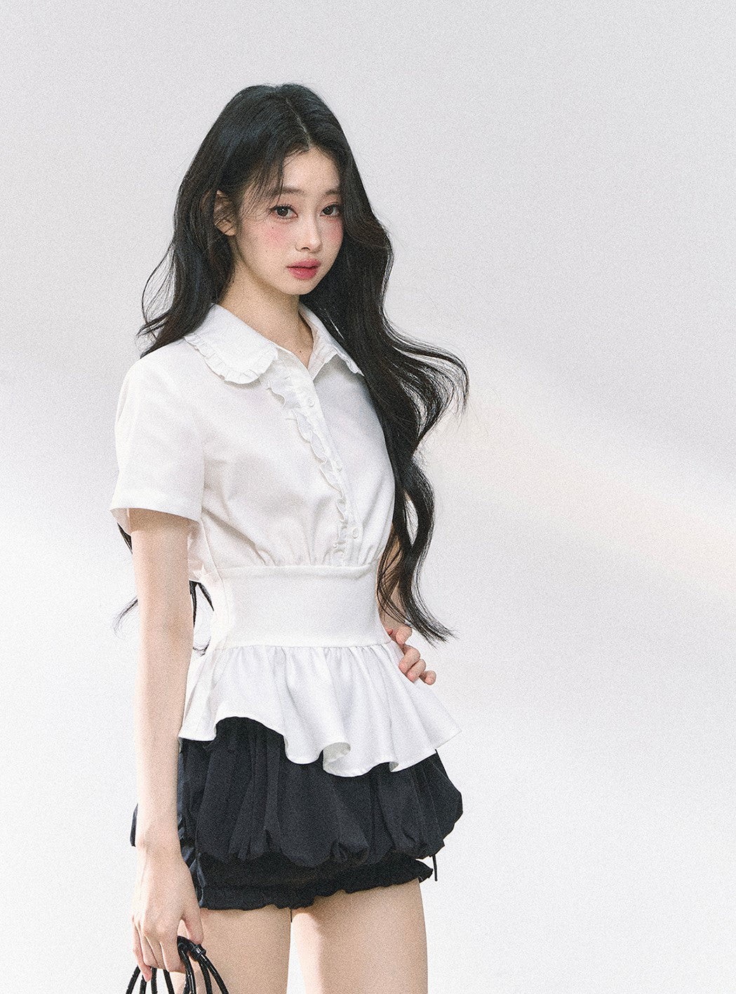Waist Slim White Slim Shirt DIA0471