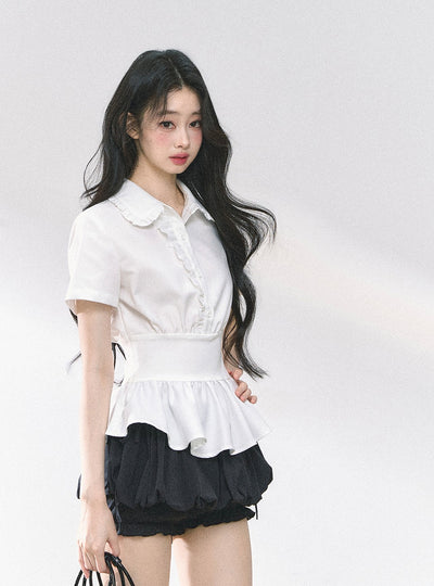 Waist Slim White Slim Shirt DIA0471