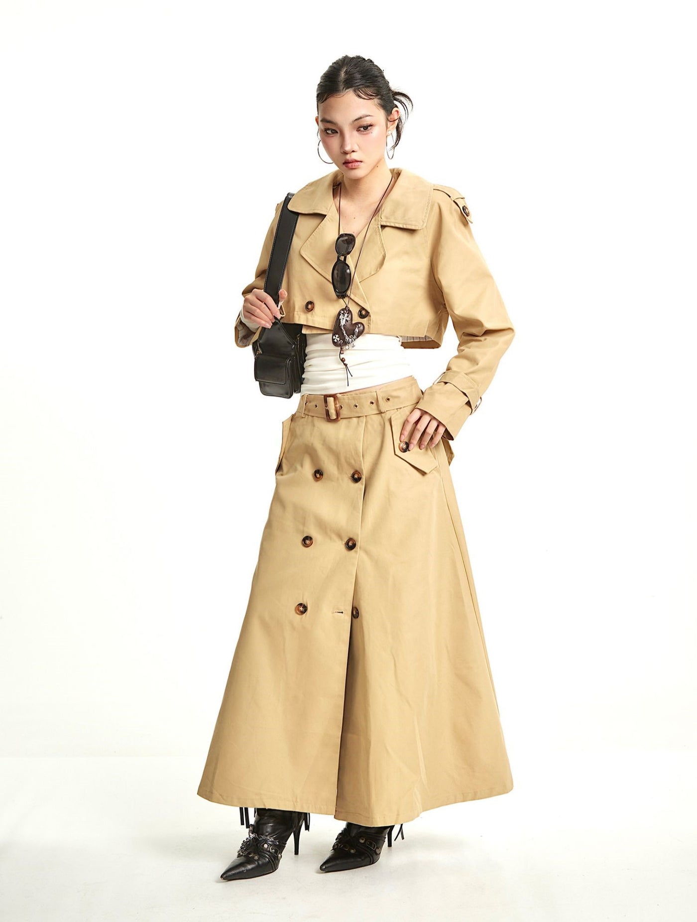 Retro Short Trench Coat+Skirt UNC0278