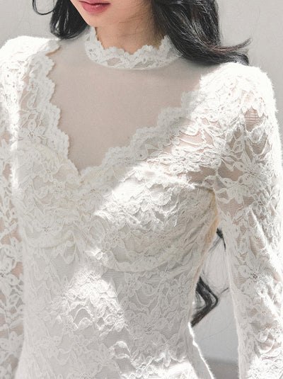 Long-Sleeved Lace Dress DIA0718