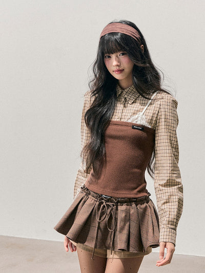 Faux Three-Piece Plaid Shirt DIA0762