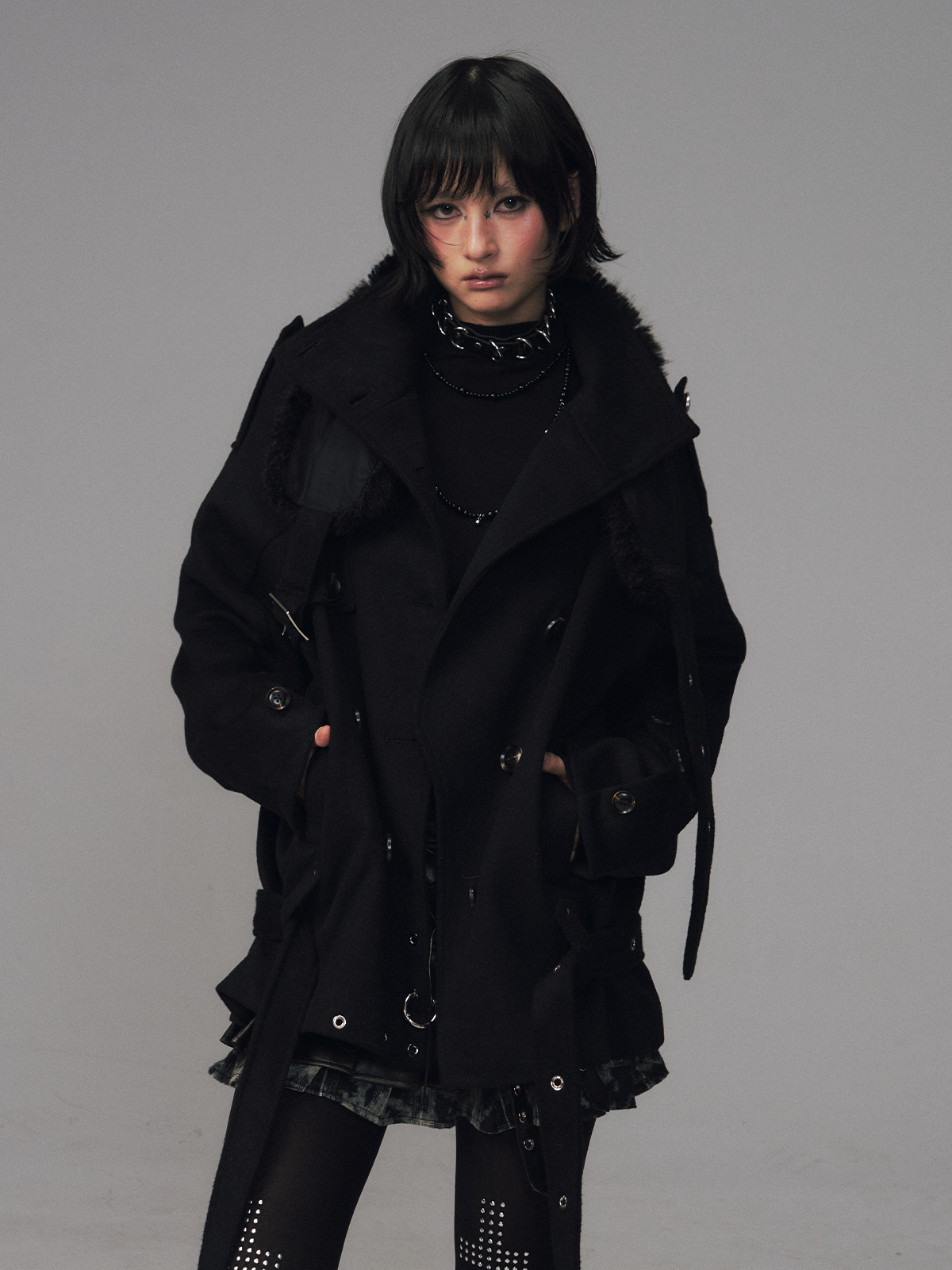 Oversized Collar Multi-Wear Jacket FRU0120