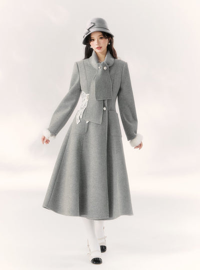 Gray Lace Bow Design Coat BBB0094