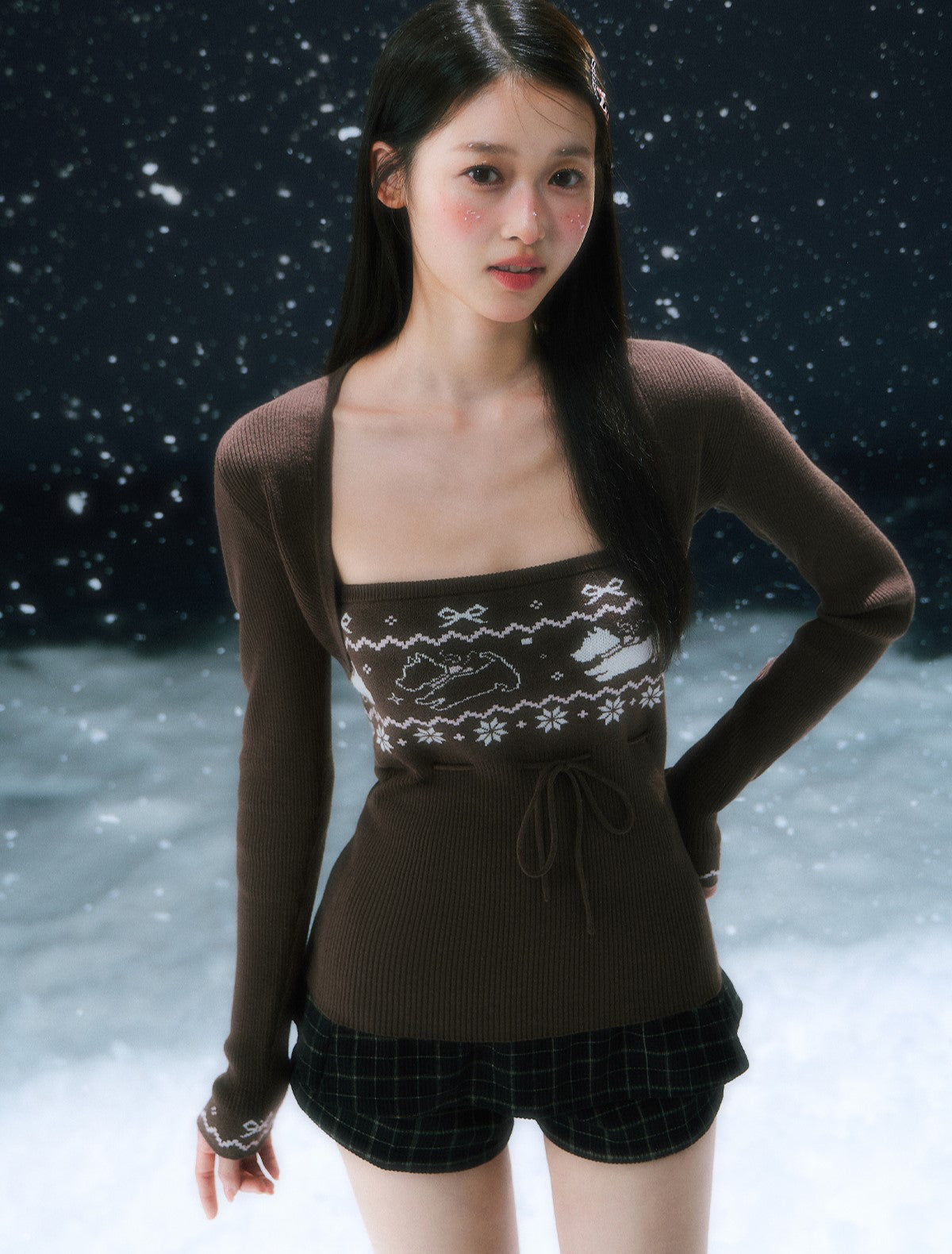 Brown Fair Isle Design Sweater WEE0100