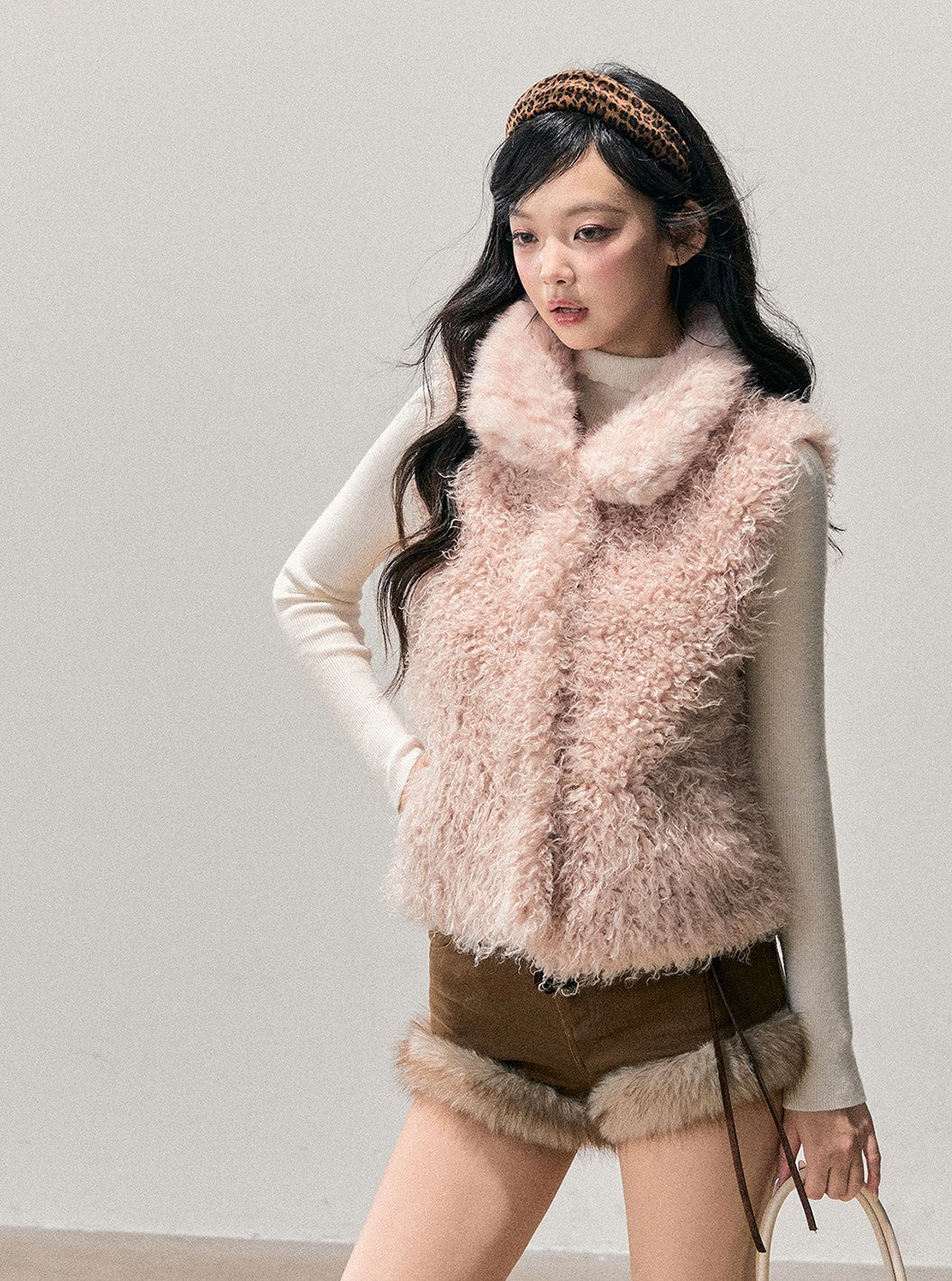 Pink Reversible Faux Fur Vest Jacket DIA0720