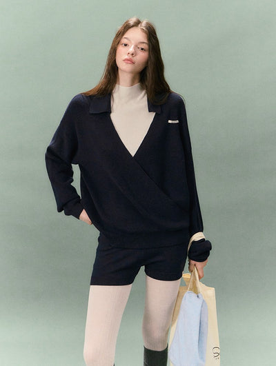 Casual Collared V-neck Sweater/Shorts LAL0234