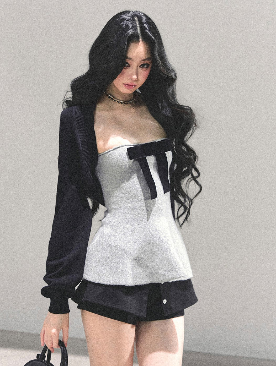 Short Cardigan/Waist Slim Bow Vest DIA0732