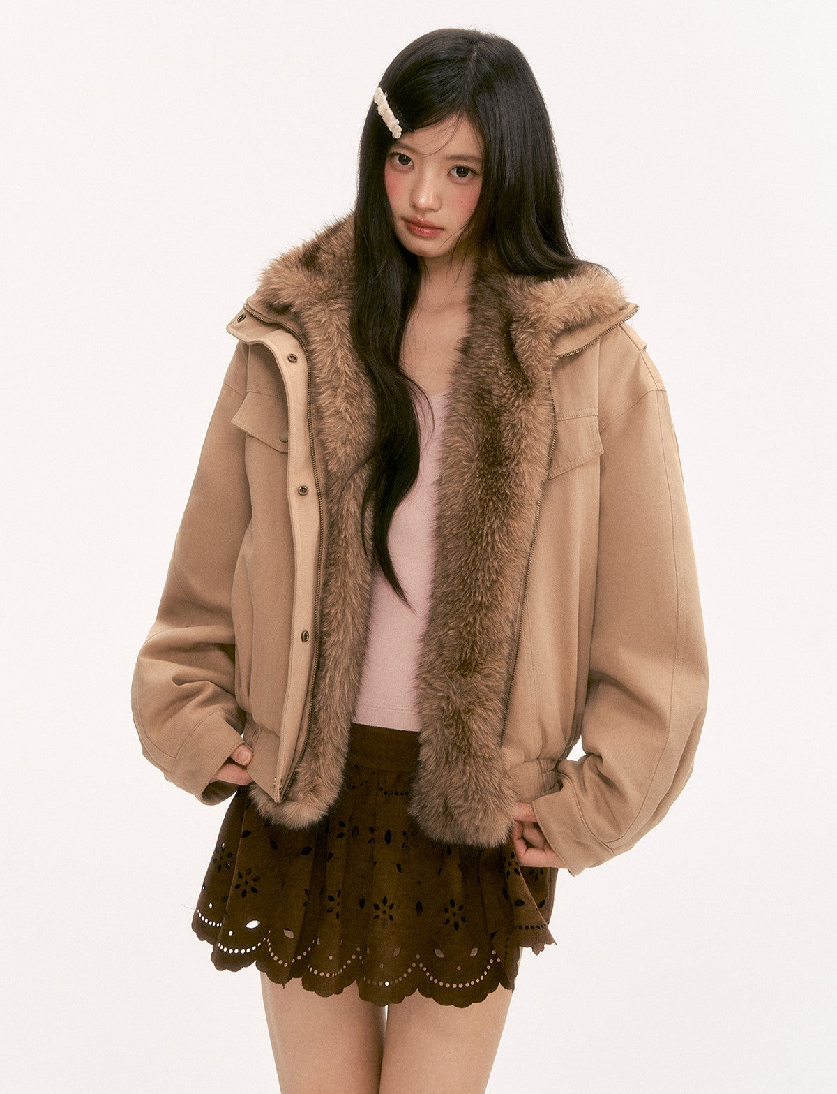 American Retro Patchwork Fur Thick Coat WEE0130