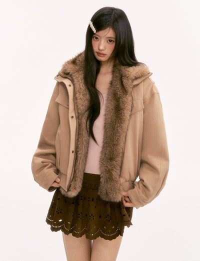 American Retro Patchwork Fur Thick Coat WEE0130