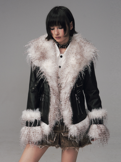 Large Fur Collar Short Coat FRU0129