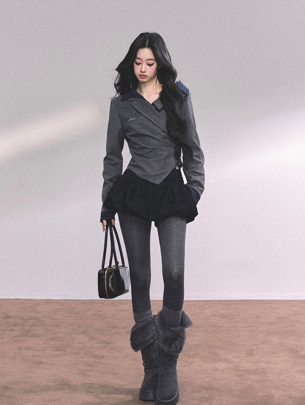 Fake Two-piece Long-sleeved Plaid Shirt DIA0648