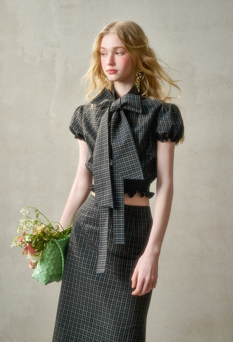 Plaid Suit Bow Shirt/Skirt GRO0146