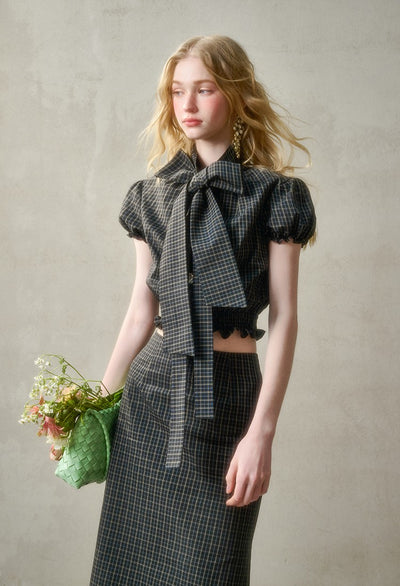 Plaid Suit Bow Shirt/Skirt GRO0146