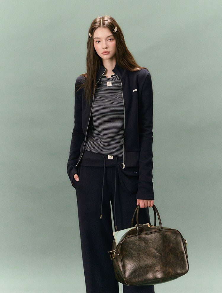 Stand Collar Slim Sweatshirt Jacket/Pants LAL0236