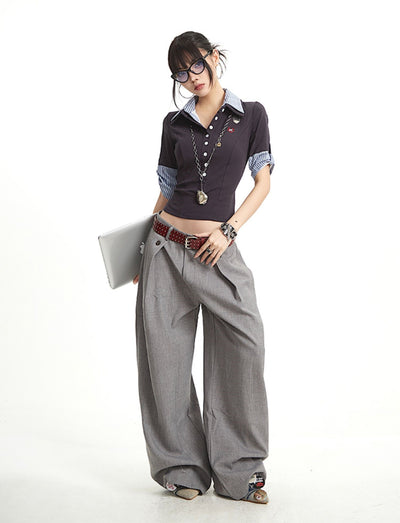 Classic Pleated Suit Wide-leg Pants UNC0267
