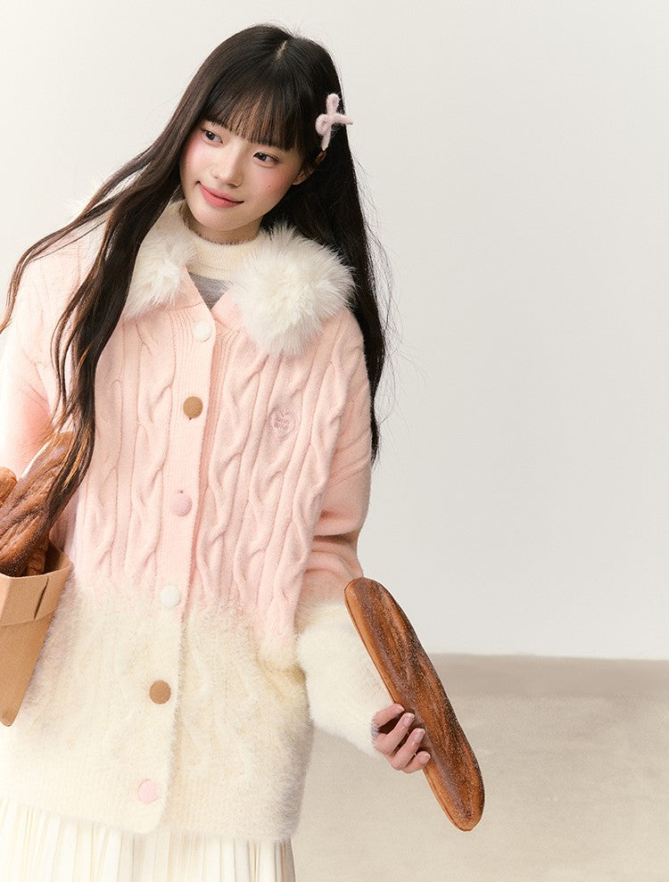 Colorful Button Gradient Knit Cardigan NTO0246